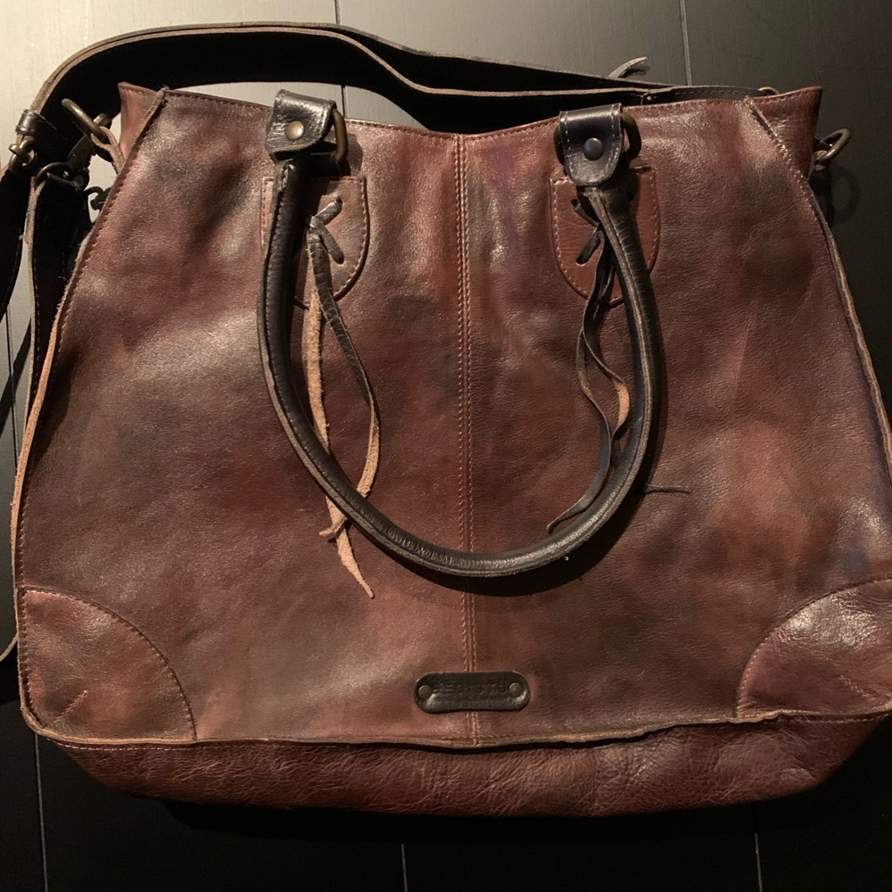 Bed Stu Distressed Brown Leather Crossbody Bag with Dark Brown Strap - Picture 7 of 10